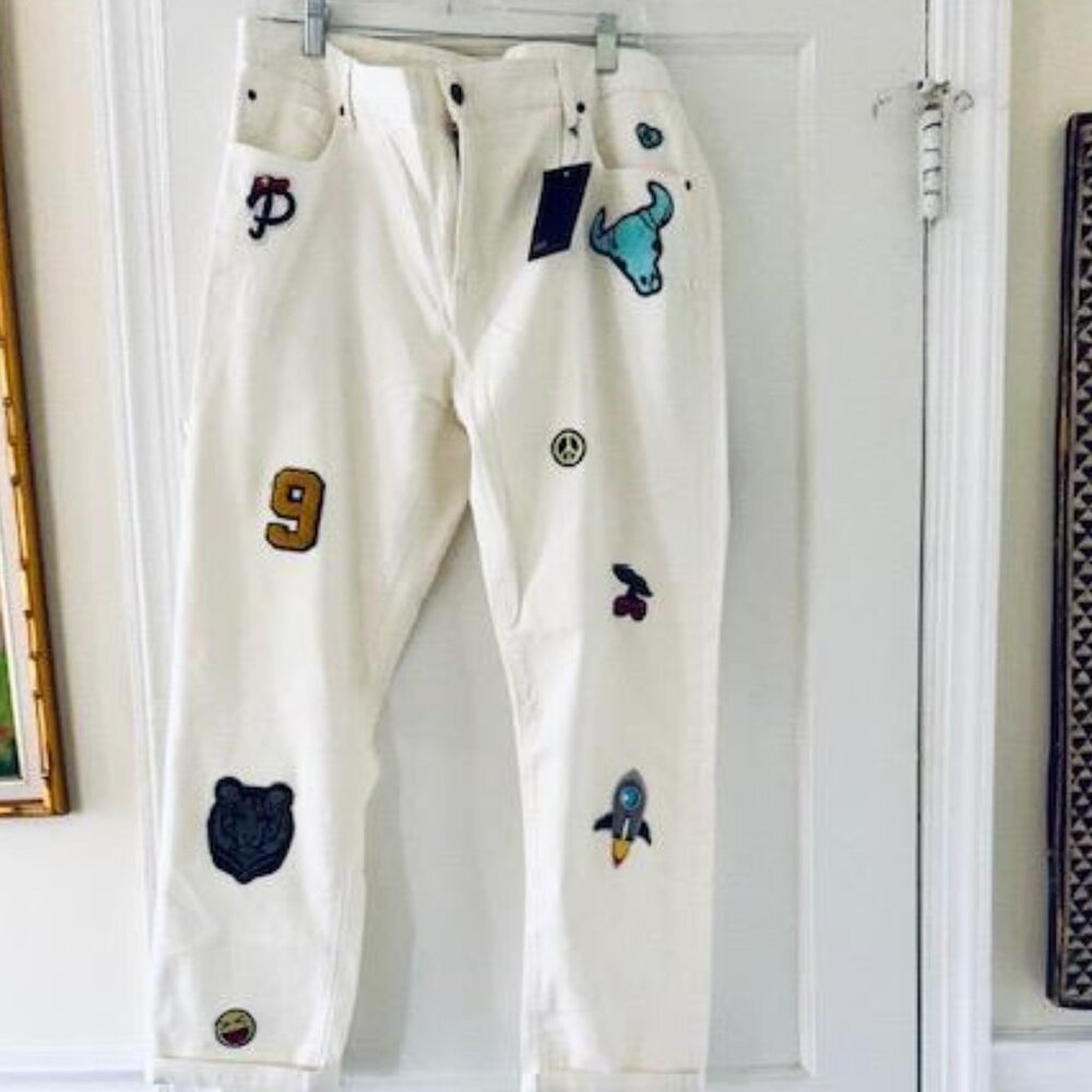 ASOS Skinny Jeans In White With Patches - Picture 7 of 14